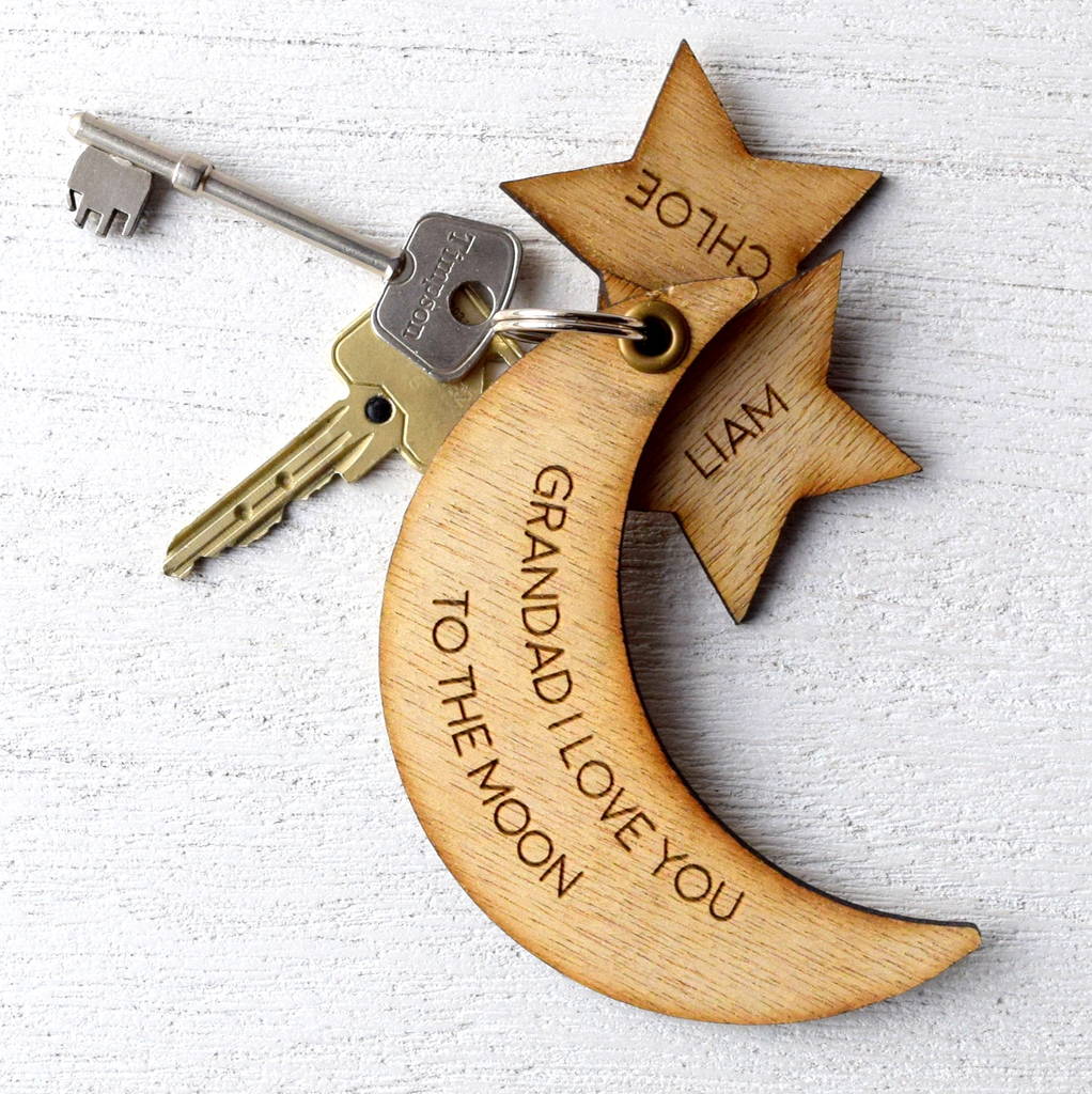 Personalised Wooden Love You To The Moon Keyring, 1 of 2