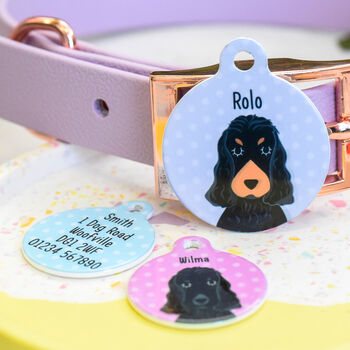 Cocker Spaniel Personalised Illustrated Dog ID Name Tag, 2 of 12