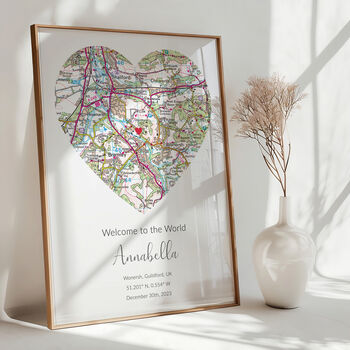Welcome To The World Ordnance Survey Landranger Personalised Map Print New Baby Gift, 6 of 12