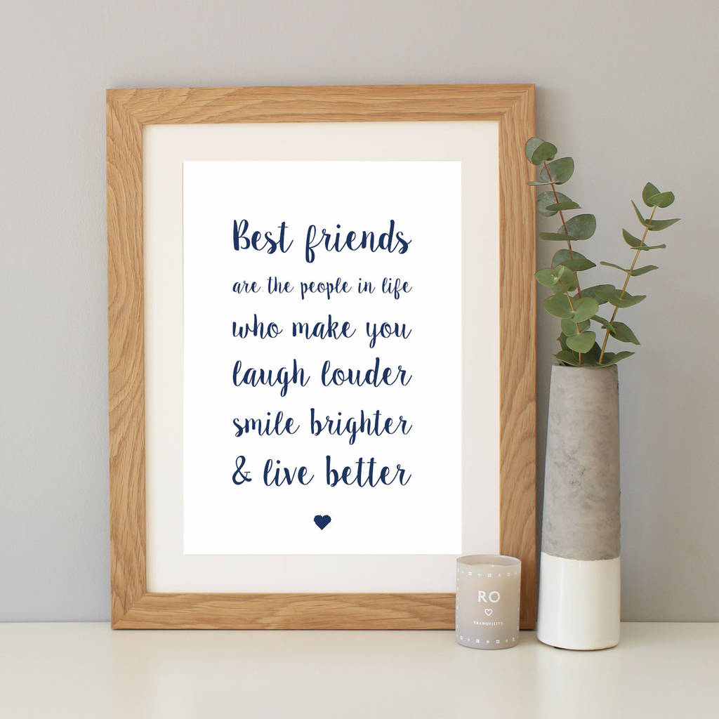 'Best Friends' Script Font Quote Print By Hope and Love