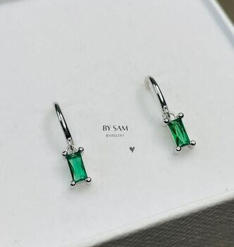 Emerald Hoop Earrings Mothers Day Gift, 4 of 10