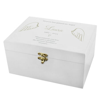 Personalised Angel Wings Memorial Wooden Box, 4 of 7