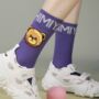 Purple Bear Mid Length Cotton Socks, thumbnail 1 of 5