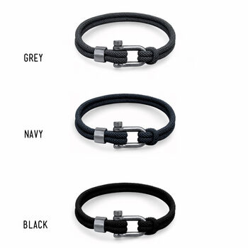 Men's Nautical Double Strand D Shackle And Rope Bracelet, 8 of 9