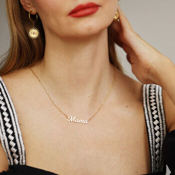 Sterling Silver Gold Vermeil 'Mama' Script Letter Necklace, 3 of 8