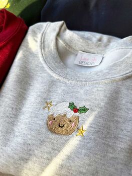Embroidered Super Cute Mini Christmas Pudding Jumper, 7 of 8