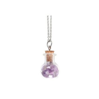 Calming Amethyst Crystal Chip Potion Bottle Necklace, 2 of 3