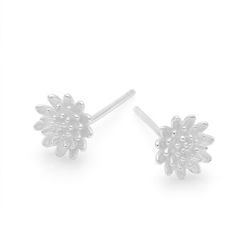 Sterling Silver November Birth Flower Stud Earrings – 8mm, 4 of 9