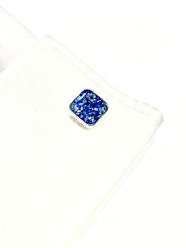 Steel And Lapis Lazuli Cufflinks, 2 of 5