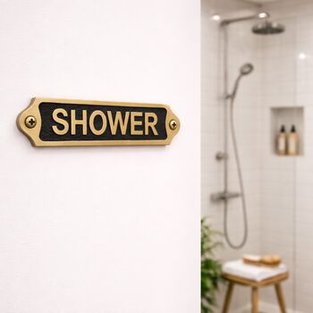 Classic Brass Shower Door Plaque With Black Finish, 4 of 4