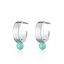 Sterling Silver Wide Huggie Earrings With Turquoise Dot, thumbnail 6 of 7