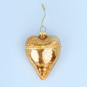 G Decor Gold Glass Heart Locket Christmas Ornament, 3 of 6