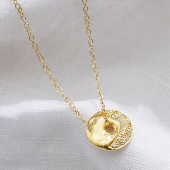 Moon Phase Necklace In Gold Vermeil With Diamonds, 12 of 12