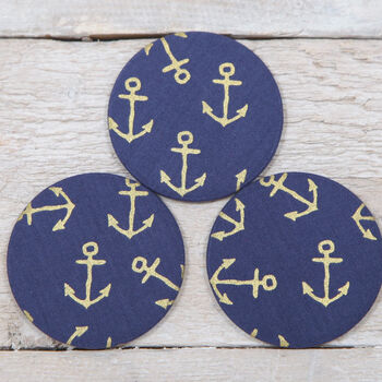 Nautical Anchor Fabric Handbag Mirror, 4 of 5