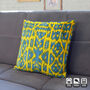 Ikat Handwoven Cushion Cover Yellow And Blue Colours, thumbnail 5 of 7