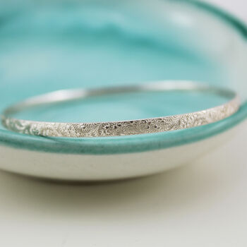 Sterling Silver Lace Textured Bangle, 2 of 3