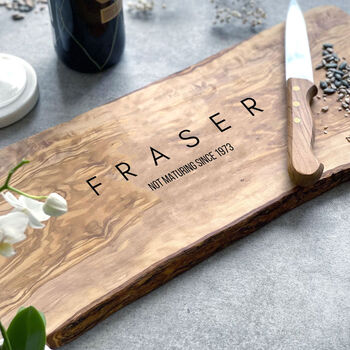 Personalised Natural Edge Custom Cheeseboard Gift, 3 of 11