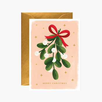 Christmas Mistletoe Branch Greeting Card, 2 of 2