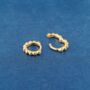 Gold Beaded Tiny Hoops, Minimalistic Hoop Earrings, thumbnail 5 of 7