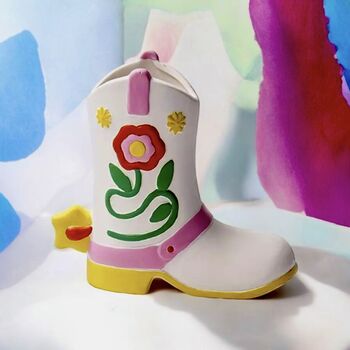 Retro Cowboy / Cowgirl Boot Shaped Vase, 6 of 9