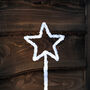 Christmas Set Of Three Acrylic Star Stake Lights White LED Battery Operated With Timer 43cm, thumbnail 2 of 3