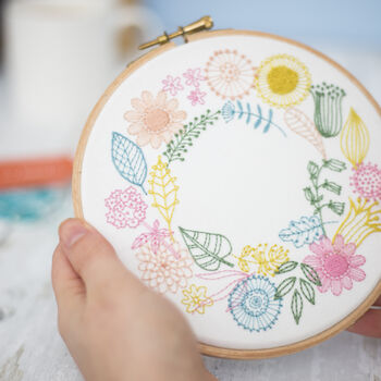 Spring Wreath Floral Embroidery Kit, 3 of 9