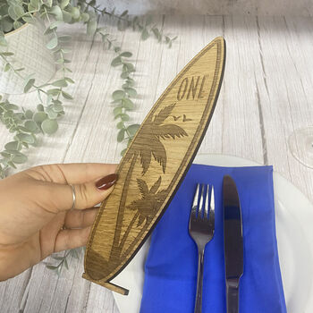 Wooden Surfboard Wedding Table Name Numbers, 3 of 4