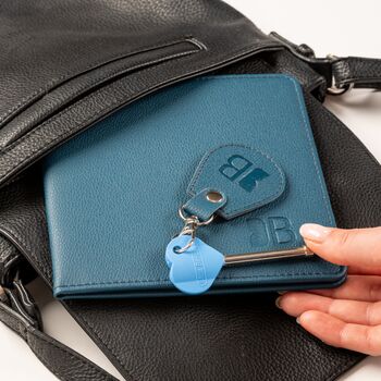 Eco Friendly Disabled Blue Badge Vegan Leather Wallet And Radar Key Made From Recycled Bottles In Peacock Blue, 3 of 5