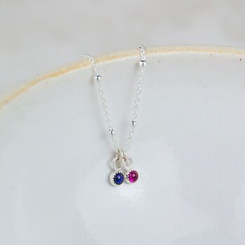 Sterling Silver Birthstone Satellite Chain Necklace, 3 of 4