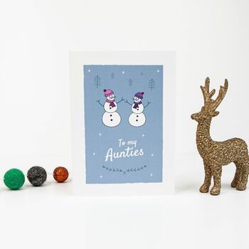 'To My Aunties' Christmas Greetings Card Snowmen Design, 4 of 10