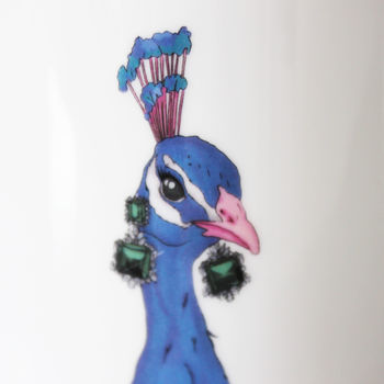 Peacock Print Illustrated Mug, 3 of 5