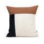 Geometric Pillowcase Navy Linen And Tan Faux Leather, thumbnail 8 of 9