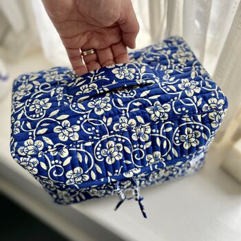 Blue Bloom Floral Print Vanity Bag, 5 of 6