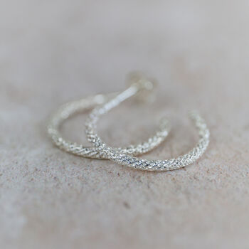 Sterling Silver Frosted Everyday Hoops, 2 of 6