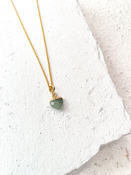 Aventurine Heart Necklace 18k Gold Plated Christmas Gift Present, 4 of 5