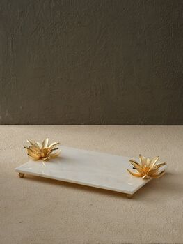 Handmade Black Marble Tray With Gold Twin Deer Handles, 4 of 6