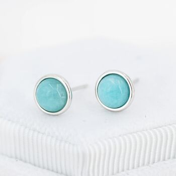 Sterling Silver 6mm Amazonite Stud Earrings, 4 of 12