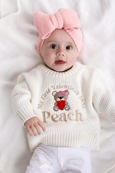My First Valentines Bear Embroidered Knitted Jumper, 2 of 6