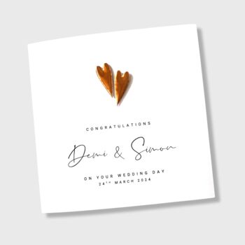 Personalised Wedding Day Card Copper Hearts, 3 of 4