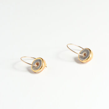 Ceramic, Glass And Gold Smoky Purple Hoop Earrings, 4 of 6
