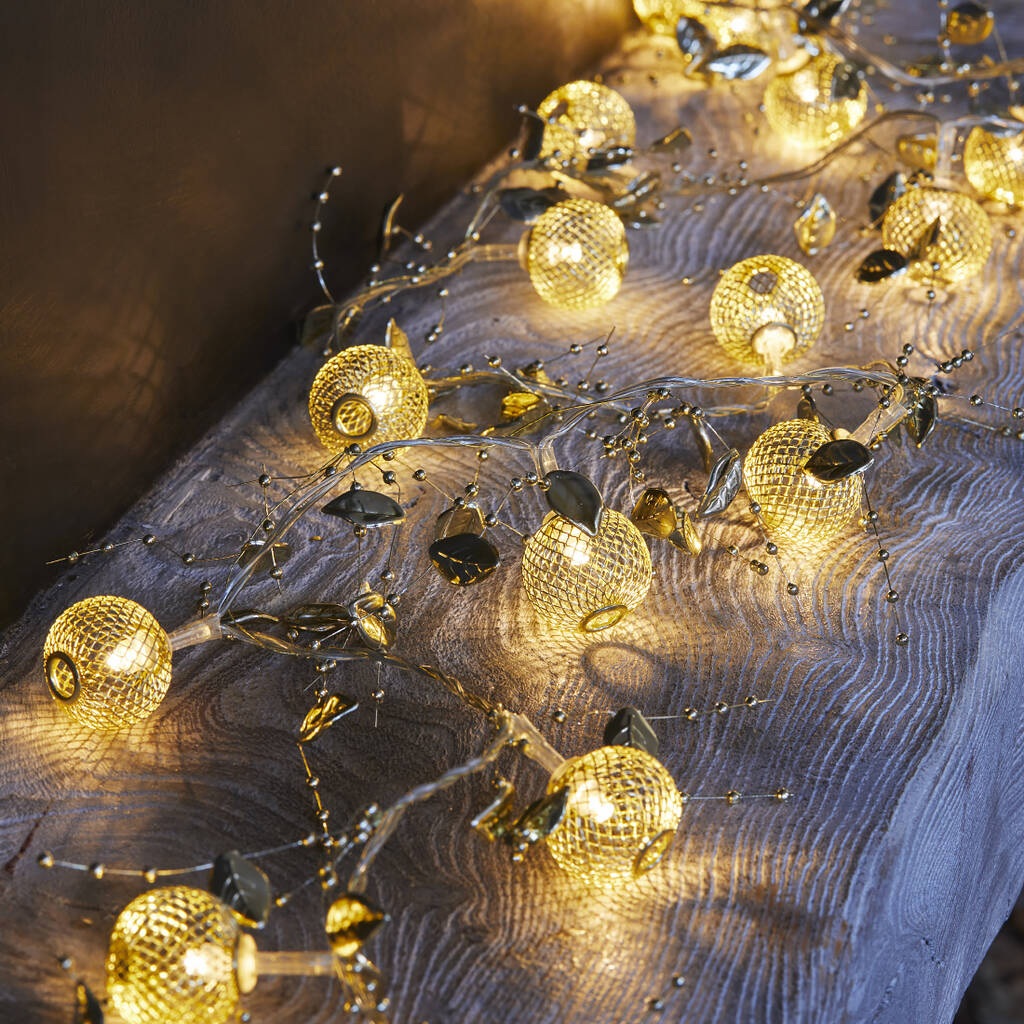 Decorative Gold Lantern Fairy Lights By Primrose & Plum