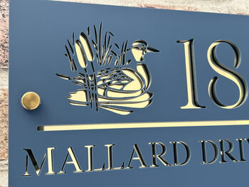 Personalised Mallard Duck In Stream Design House Acrylic Number Sign, 2 of 7