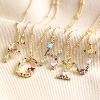Rainbow Crystal Initial Necklace, 7 of 12