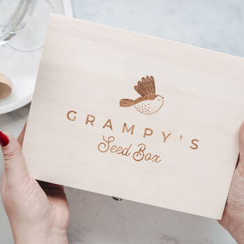 Personalised Wooden Seed Storage Box For Grandad, 4 of 4