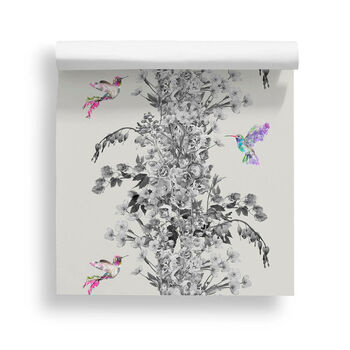 Hummingbird Black And White Stone Wallpaper, 3 of 3