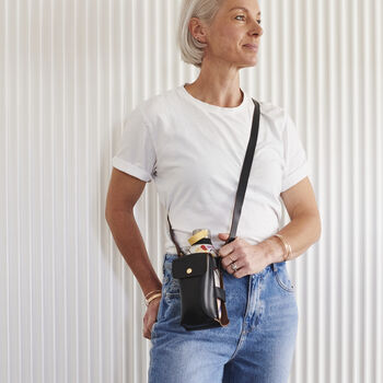 Personalised Leather Water Bottle And Phone Holder With Hot Stamped Name Or Initials, 2 of 11