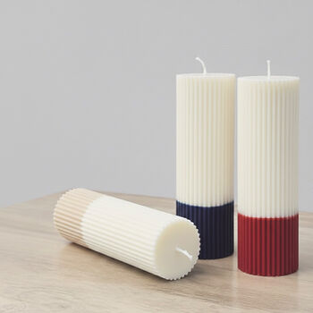 Ombre Pillar Candle Ribbed Two Tone Candle, 4 of 11