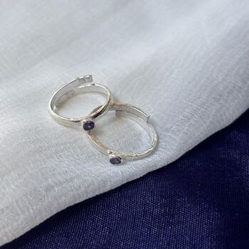 Purple Stone Pure Silver Adjustable Bichiya Toe Ring, 4 of 6