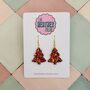 Gold And Red Christmas Tree Glitter Resin Earrings / Festive Jewellery / Christmas Gift, thumbnail 1 of 10