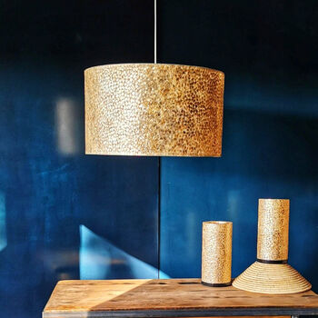 Large Golden Drum Lampshade From Shells, 2 of 3